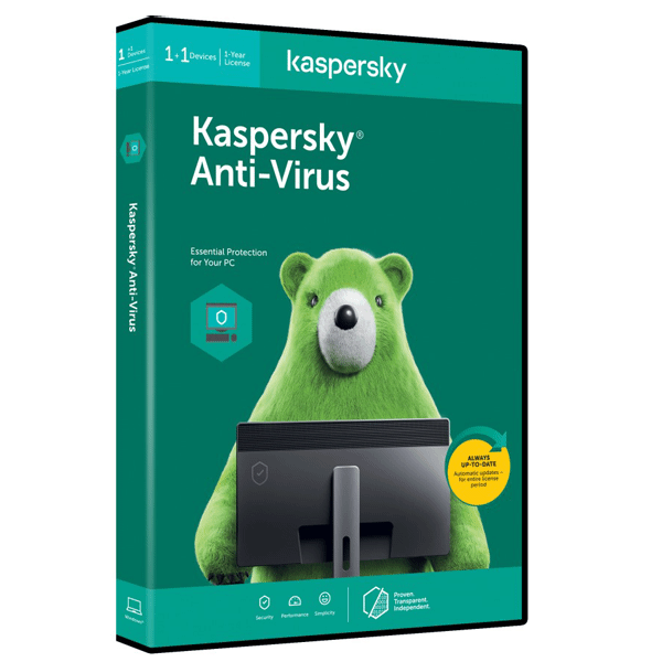 KASPERSKY ANTIVIRUS 3+1 users, 2020 version-1yr license